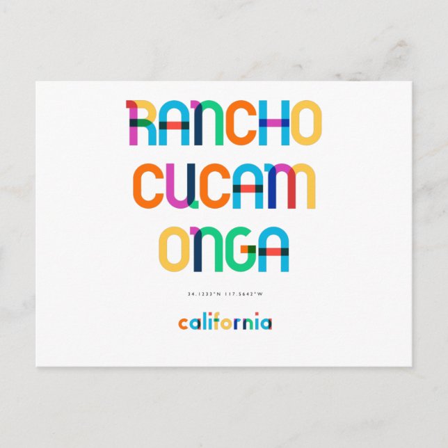 Postal Rancho Cucamonga California Mid Century, Pop Art, (Anverso)