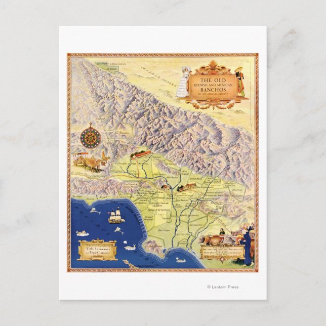 Postal Ranchos español y mexicano del mapa de Los Ángeles (Anverso)