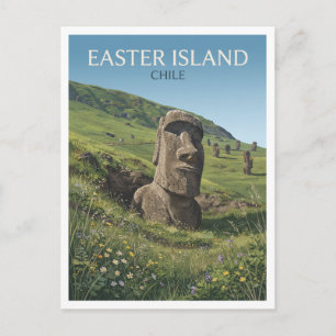 Postal Rano Raraku Hanga Roa Regalo de Viaje a Chile
