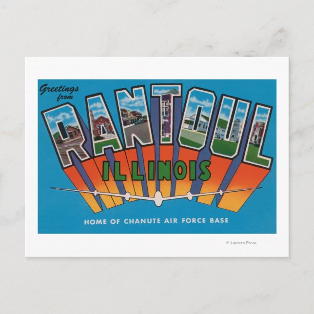 Postal Rantoul, Illinois - Escenas de letras grandes (Anverso)
