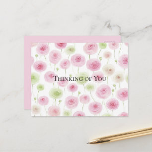 Postal Ranunculus floral rosa menta  