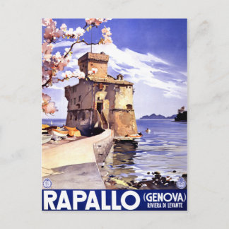 Postal Rapallo Genova Italia Poster de Viajes de Vintage