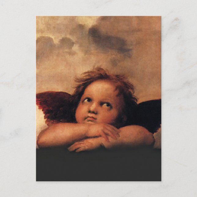 Postal Raphael Cherubs Sistine Madonna 2 ángeles (Anverso)