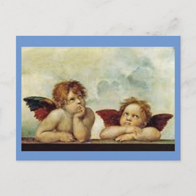 Postal Raphael, Dos Angels Pintando, (Anverso)