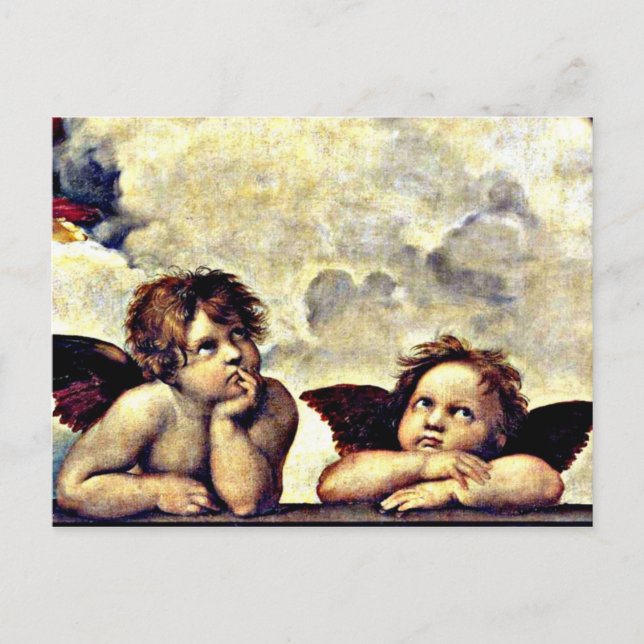 Postal Raphael: Putti, detalle de la Virgen (Anverso)