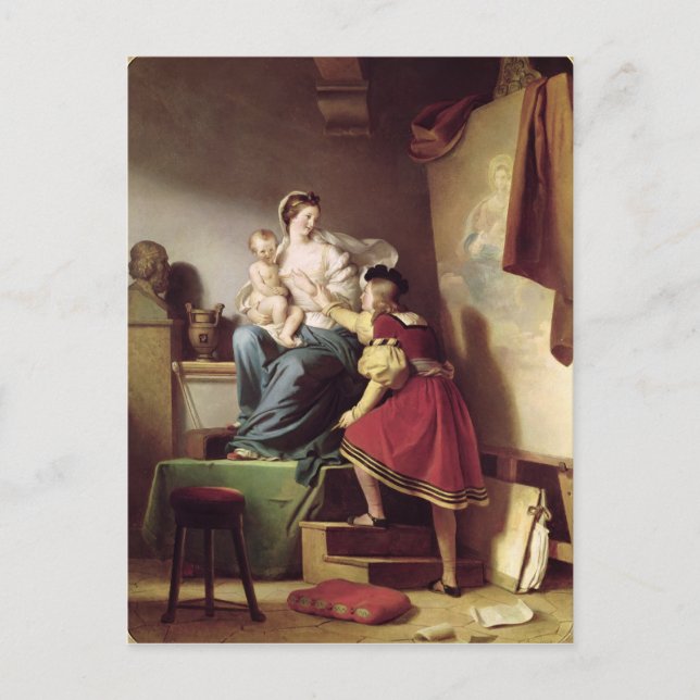 Postal Raphael que ajusta la dosis de su modelo (Anverso)