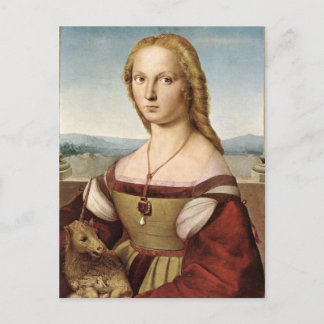 Postal Raphael Sanzio - señora With un unicornio