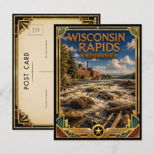 Postal Rápidos de Wisconsin Wisconsin Arte Deco Vintage D