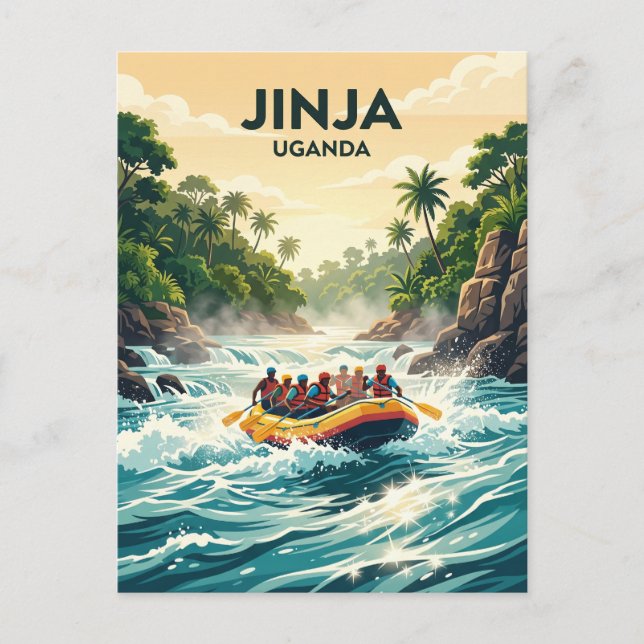 Postal Rápidos del río Nilo Blanco, Jinja Uganda (Anverso)