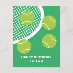 Postal Raqueta de tenis verde moderna Feliz cumpleaños