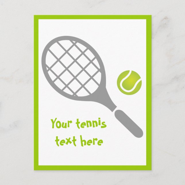 Postal Raqueta de tenis y personalizado de bolas vertical (Anverso)