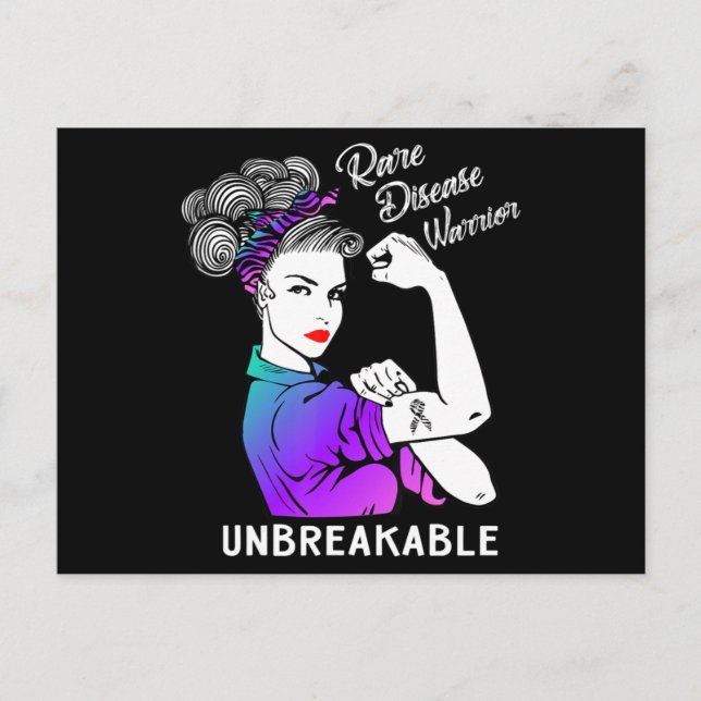 Postal Rare Disease Warrior Unbreakable T-Shirt Awareness (Anverso)