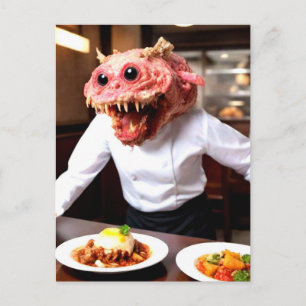 Postal Raro Gracioso Monster Chef