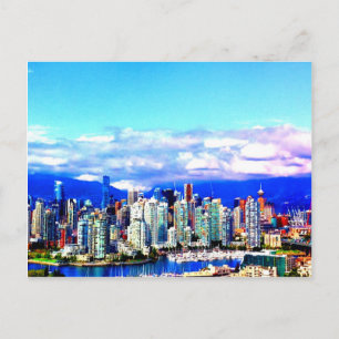 Postal rascacielos de las nubes de cielo de vancouver can