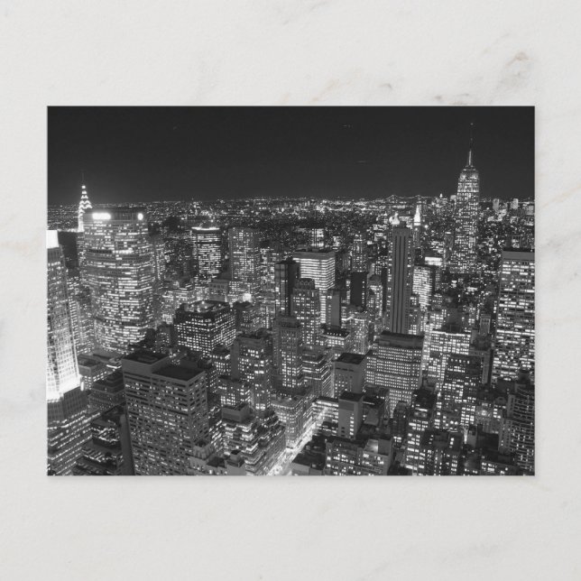 Postal Rascacielos de Nueva York en blanco y negro (Anverso)