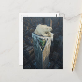 Postal Rascacielos de oso polar derritiendo hielo calenta