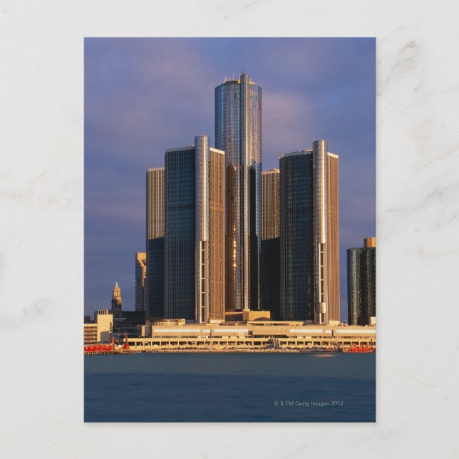 Postal Rascacielos junto al agua en Detroit 3 (Anverso)