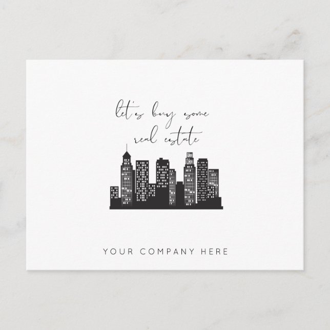 Postal Rascacielos Profesionales Compremos algo de bienes (Anverso)