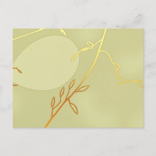 Postal Rasgo de rama verde pálido y dorado elegante