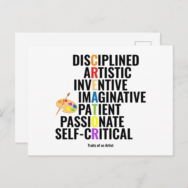 Postal Rasgos de un artista (Anverso / Reverso)