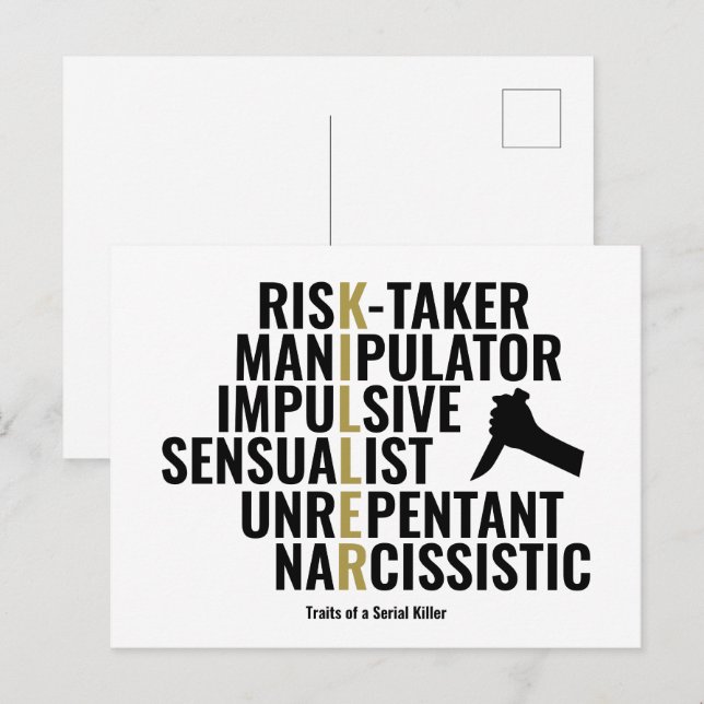 Postal Rasgos de un asesino en serie (Anverso / Reverso)