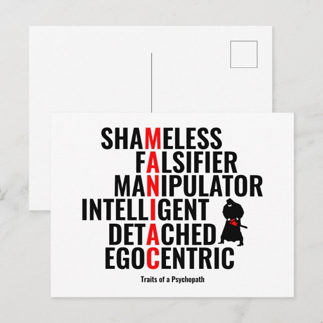 Postal Rasgos de un psicópata (Anverso / Reverso)