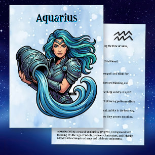 Postal Rasgos, fechas y energía de Acuario
