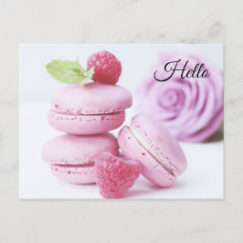 Postal Raspberry rosa Macarons Foto pastelería francesa