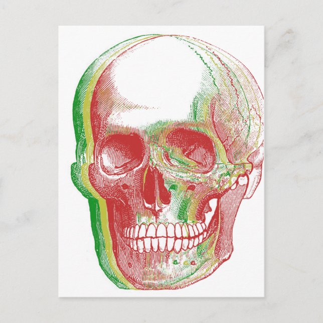 Postal Rasta Skull de tres colores (Anverso)