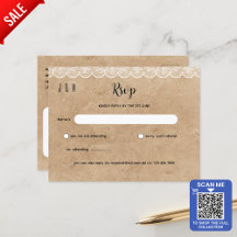 Rastic White Lace Wedding RSVP Por Coincidir Con I