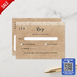 Postal Rastic White Lace Wedding RSVP Por Coincidir Con I