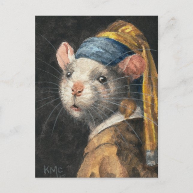 Postal "Rat with a Yogie Earring" (Anverso)
