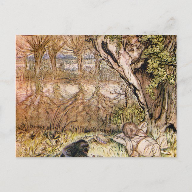 Postal Rat Y Mole Tienen Un Picnic - Arthur Rackham (Anverso)