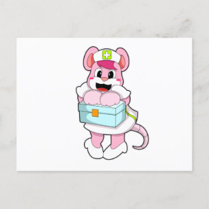 Postal Rata como enfermera con caja