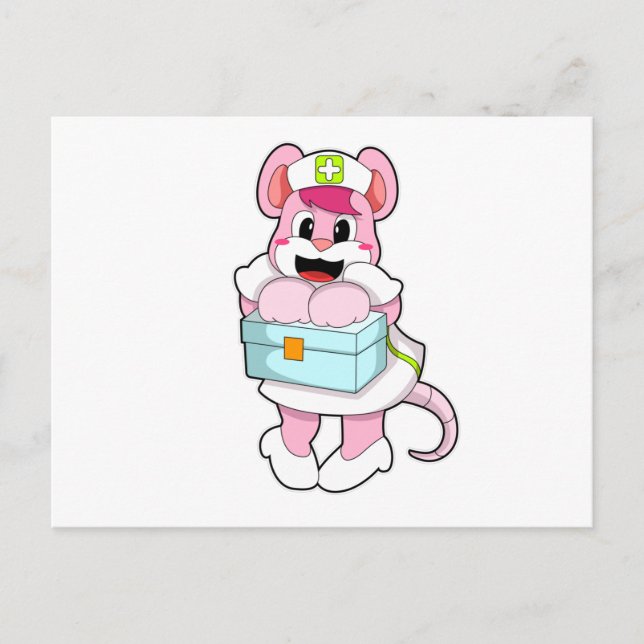 Postal Rata como enfermera con caja (Anverso)