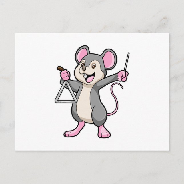 Postal Rata en la música con triángulo (Anverso)