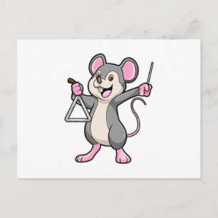 Postal Rata en música con triángulo