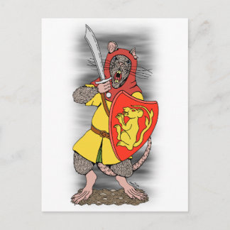 Postal Rata guerrera con falchion