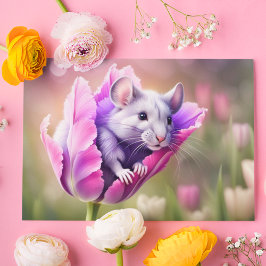 Postal Ratón caprichoso en Tulip Haven