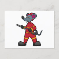 Ratón como bombero con manguera