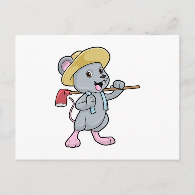 Postal Ratón como granjero con hacha y sombrero (Anverso)