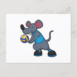 Postal Ratón como jugador de voleibol con voleibol