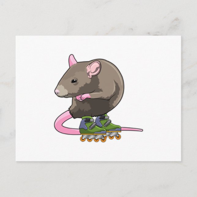 Postal Ratón como patinador en línea con patines en línea (Anverso)