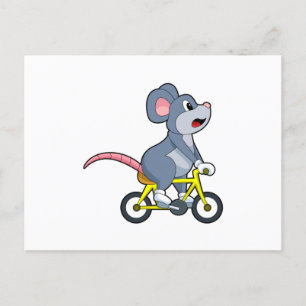 Postal Ratón con bicicleta