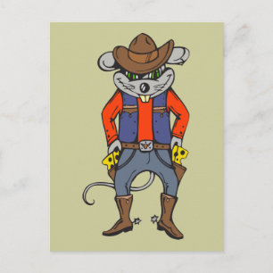 Postal Ratón Cowboy divertido