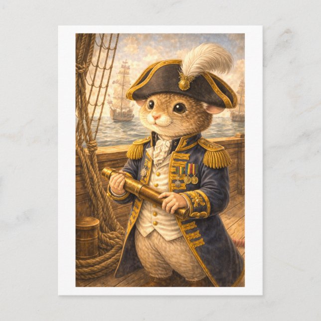 Postal Ratón de carrera como almirante naval (Anverso)