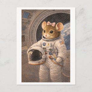 Postal Ratón de carrera como astronauta