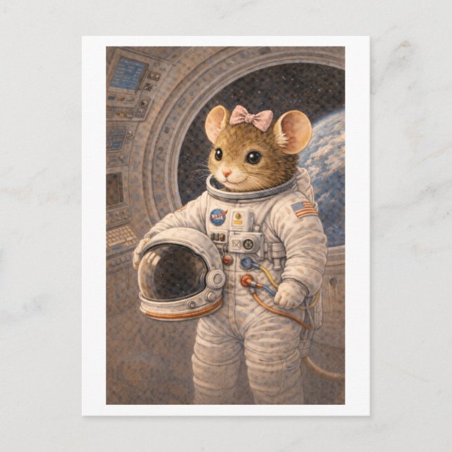 Postal Ratón de carrera como astronauta (Anverso)