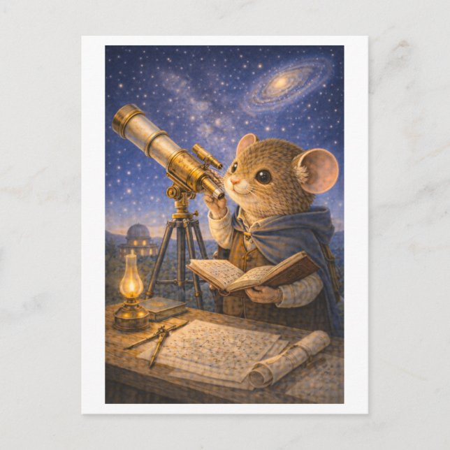 Postal Ratón de carrera como astrónomo (Anverso)