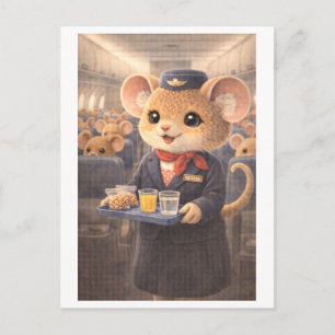 Postal Ratón de carrera como auxiliar de vuelo